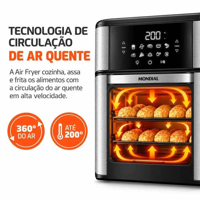 Foto 4 — Air Fryer Forno 12L Mondial AFON-12L-BI
