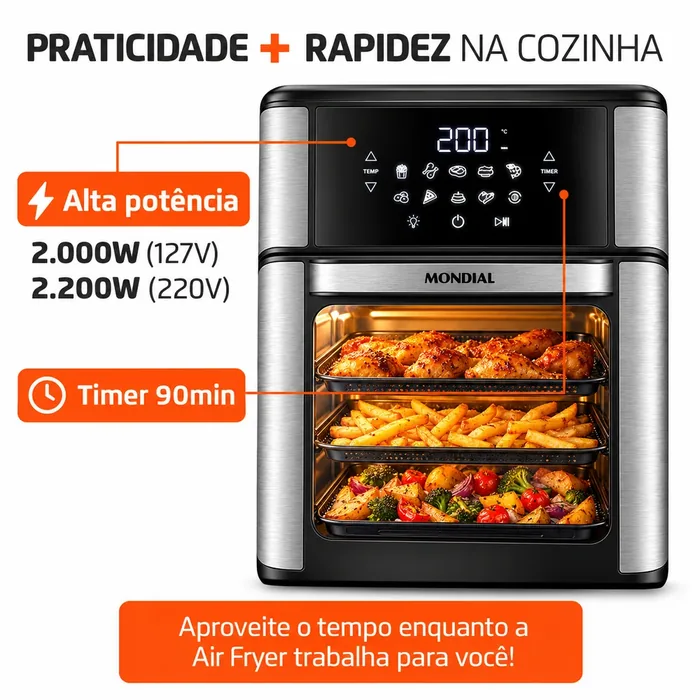 Foto 6 — Air Fryer Forno 12L Mondial AFON-12L-BI