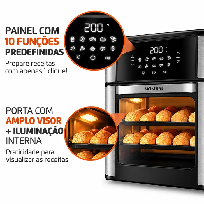 Foto 5 — Air Fryer Forno 12L Mondial AFON-12L-BI
