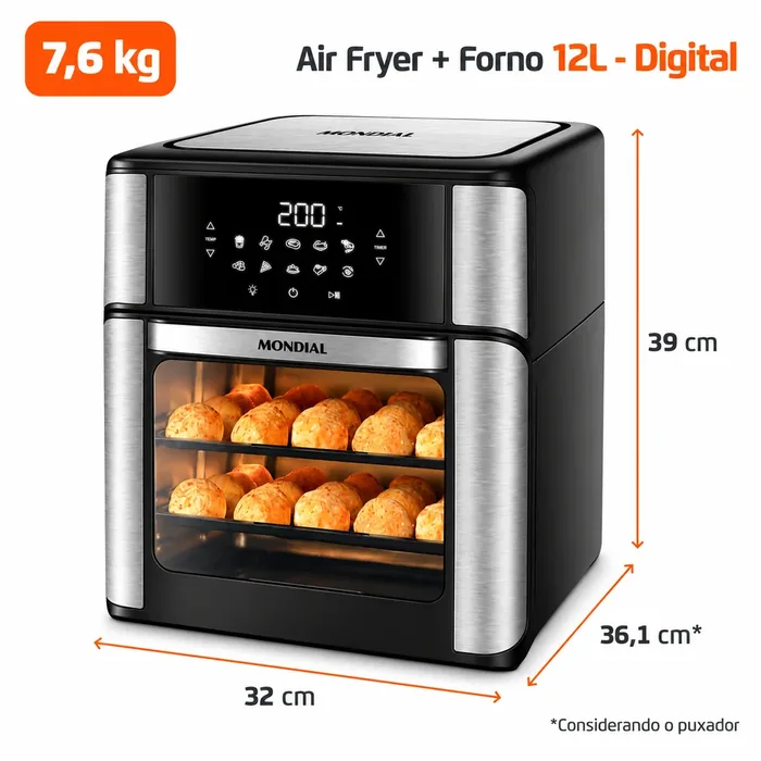 Foto 7 — Air Fryer Forno 12L Mondial AFON-12L-BI